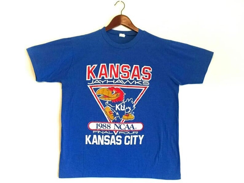 Vintage 1988 Kansas Jayhawks Ku Basketball Final Four Kansas City T Shirt