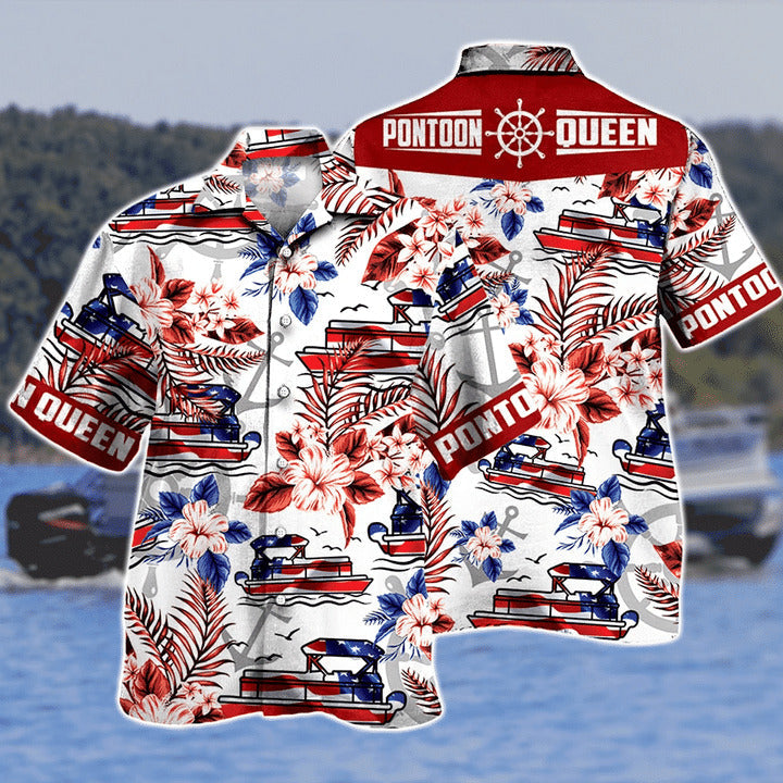 Multicolor Aloha Hibiscus Pontoon Queen Gift Hawaiian Shirt