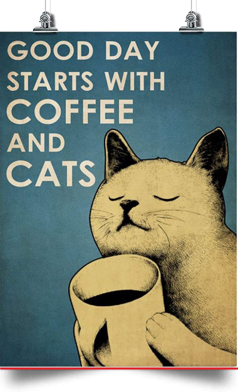 Cat Coffee Vertical Poster-Good Day  &hellip;