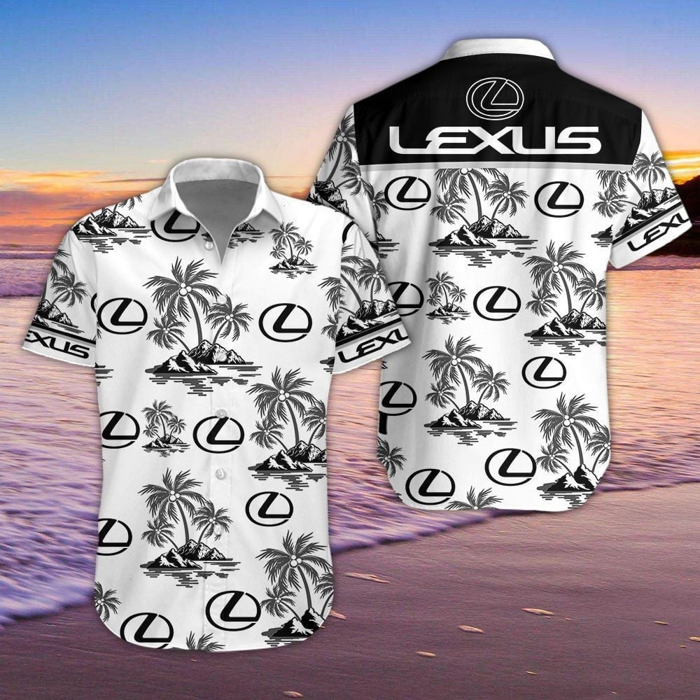 Lexus Car Island Palm Trees And Logo 3D Hawaiian Shirt