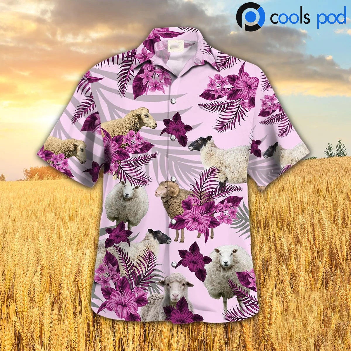 Sheep Hibiscus Pink Pattern Hawaiian Shirt, Sheep Premium Hawaiian Shirts For Men Women