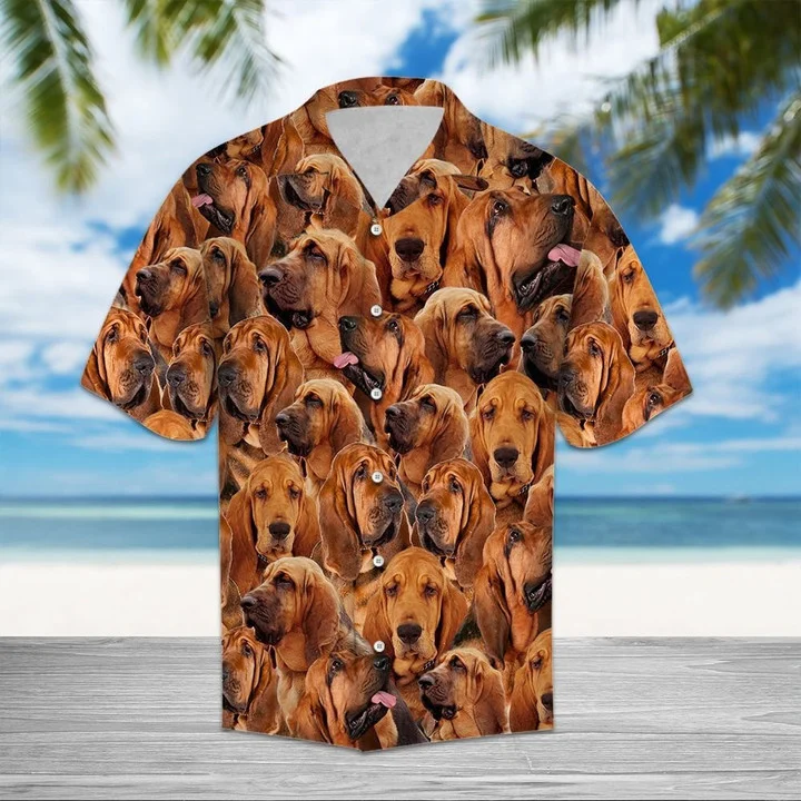 Bloodhound Awesome Dog Group Meme Face Collection Hawaiian Shirt