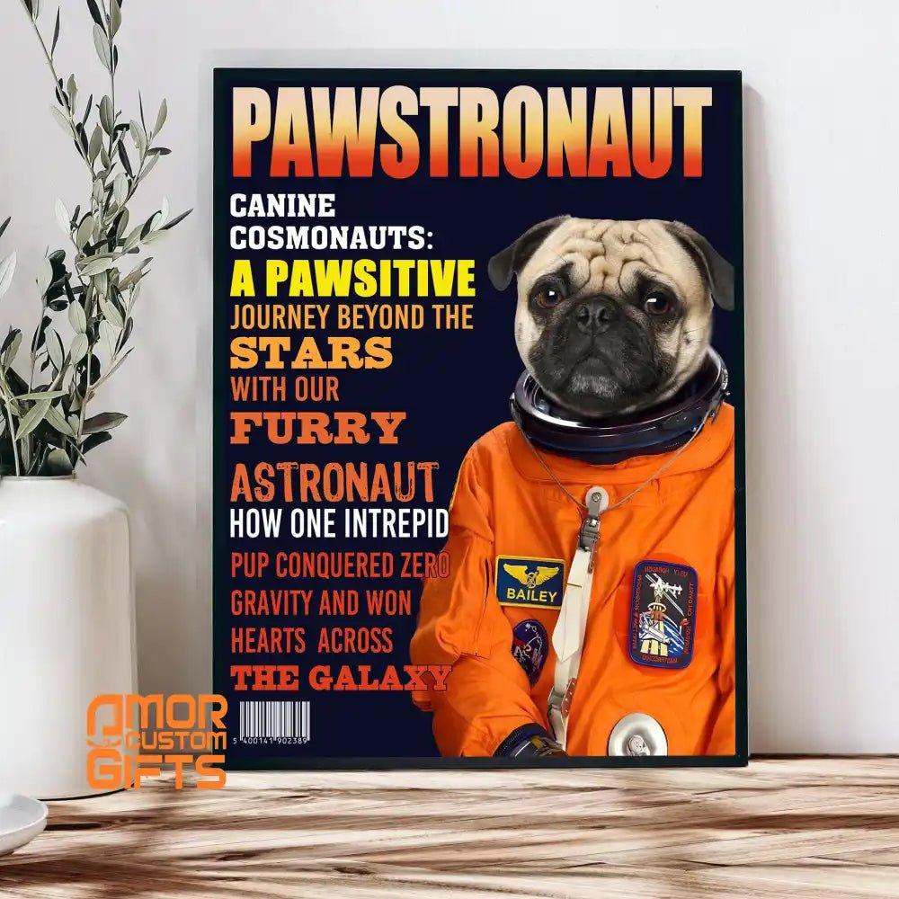 Made In Usa Sapce Dog Magazine 1 Personalized Pet Poster Canvas Print -Home Decor