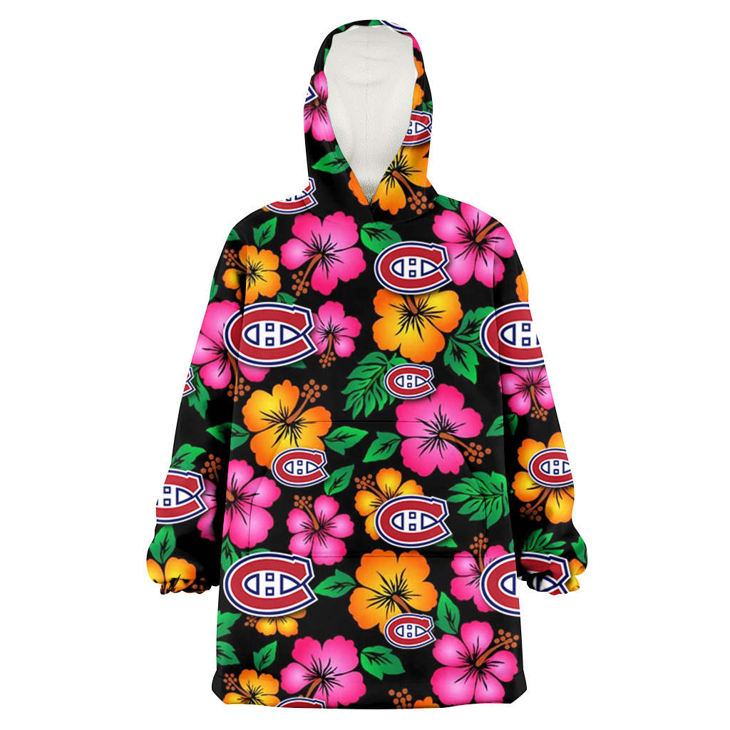 Montreal Canadiens Pink Orange Black Background 3D Printed Hoodie Blanket Snug Hoodie