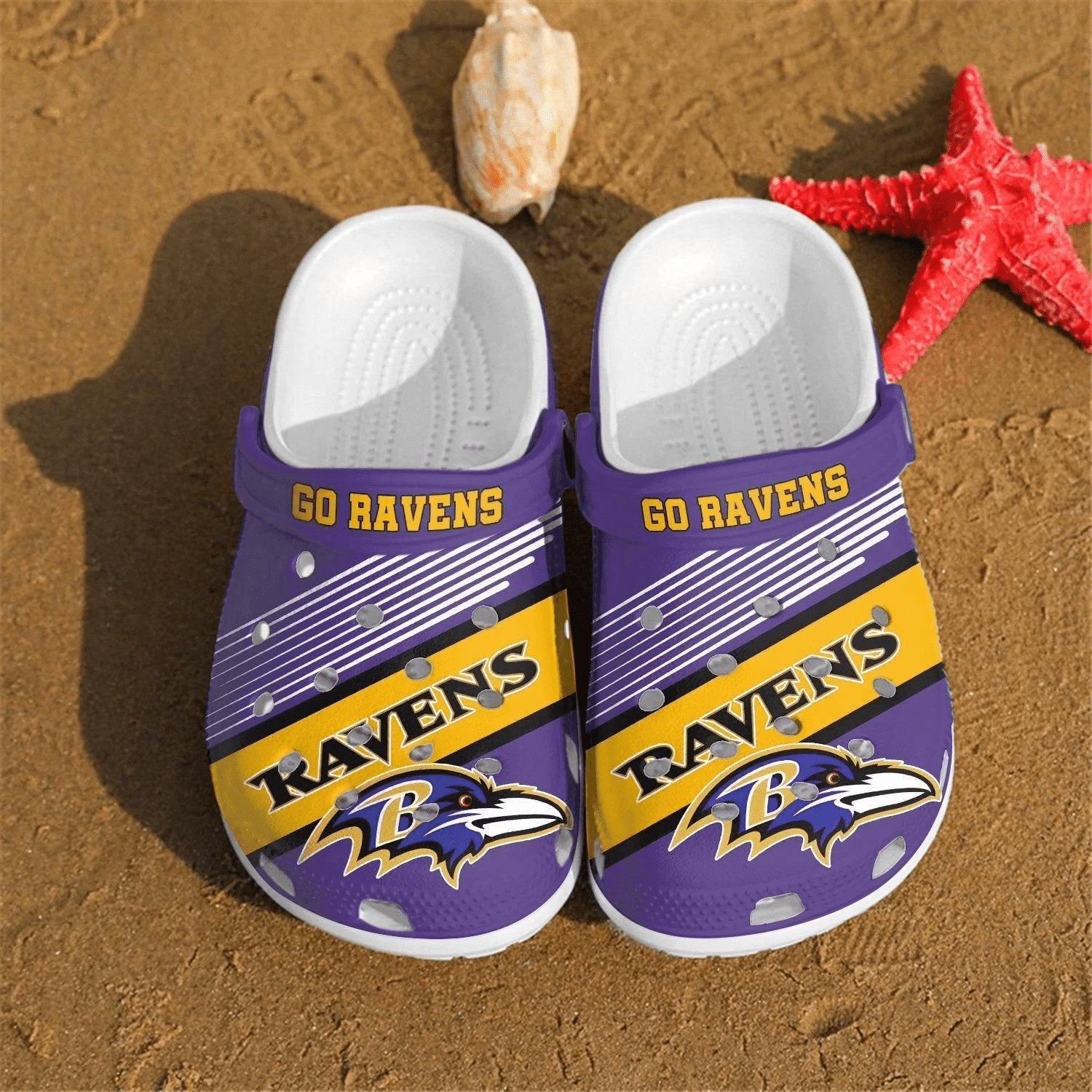 Baltimore Ravens Go Ravens Crocss Clog Comfortable Water Shoes In Purple Ver283