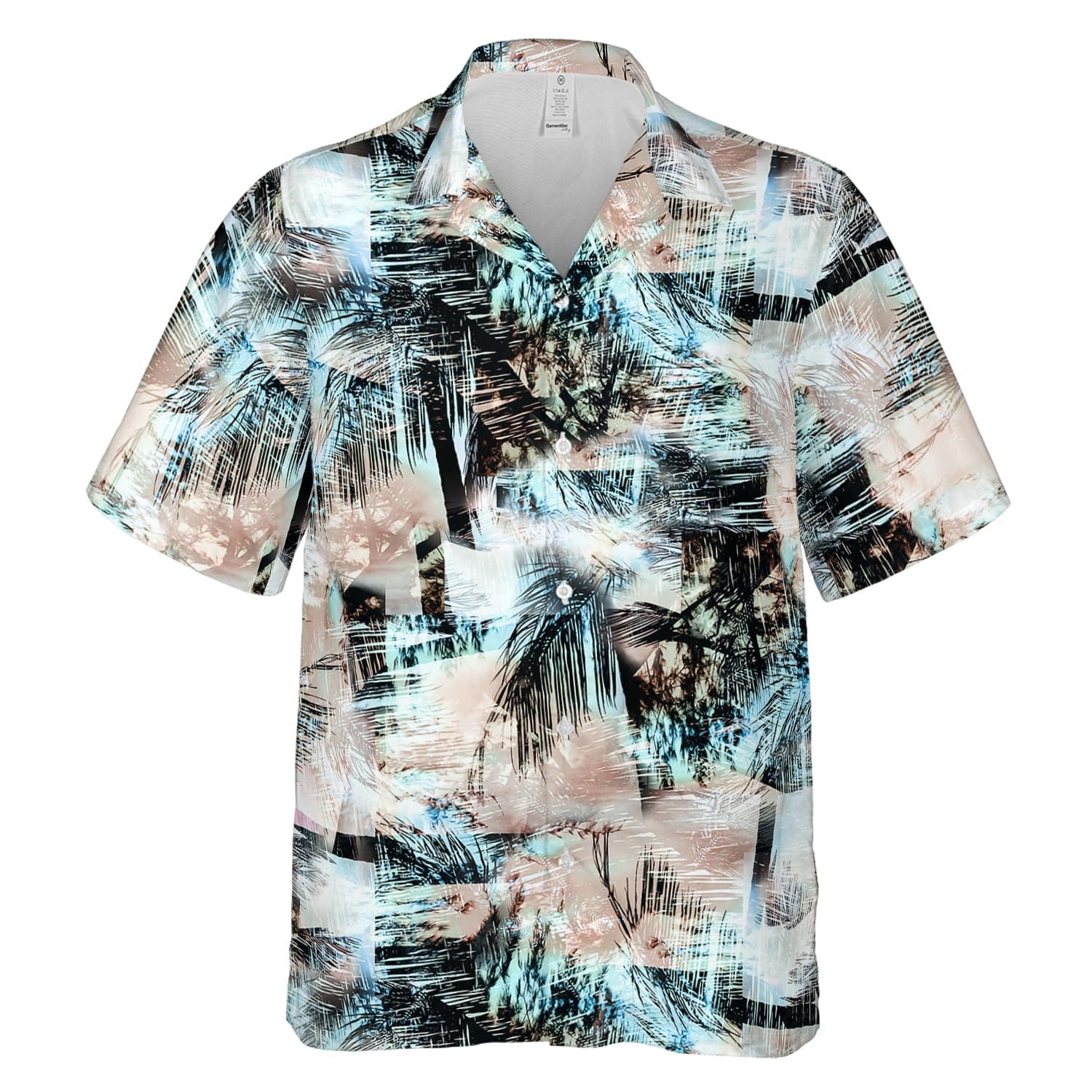 Hawaiian Camp Collar Short Sleeve Button-Down Shirt Tropical Palms Abstract 3D Hawaiian Shirts