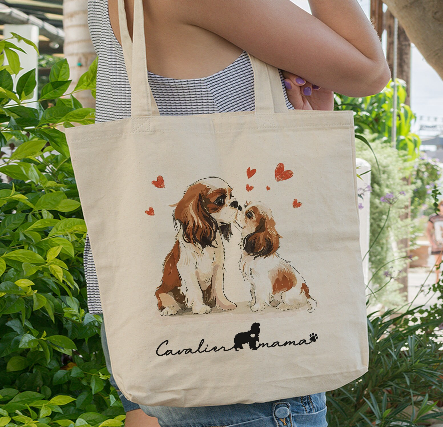 Cavalier King Charles Spaniel Tote Bag, Dog Mom Essentials Tote Bag, Dog Mom Tote Bag, Dog Mama Tote Bag For Dog Lover,Gift For Dog Mom Gift