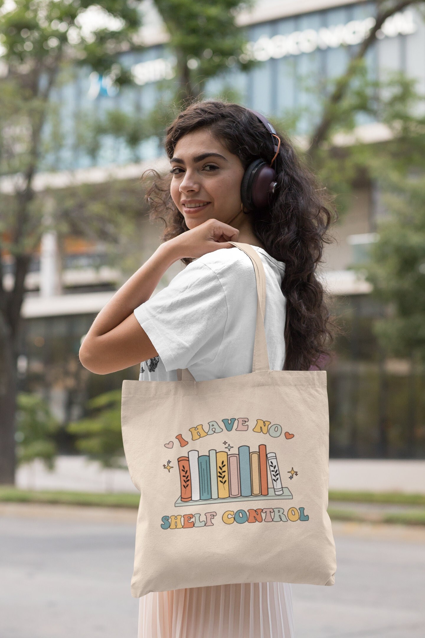 I Have No Shelf Control Retro Book Tote Bag Aesthetic Tote Bag Reading Tote Bag Bookish Tote Bag Library Bag Literary Tote Trendy Tote Bag