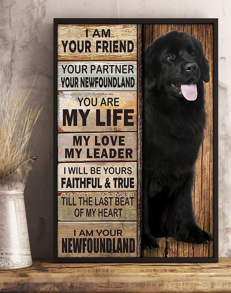 The Dogs Newfoundland My Life Faithful And True Animals Home Living Room Wall Decor Vertical Poster Canvas Y97