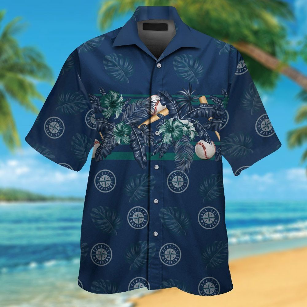 Seattle Mariners Short Sleeve Button Up Tropical Hawaiian Shirt Ver04