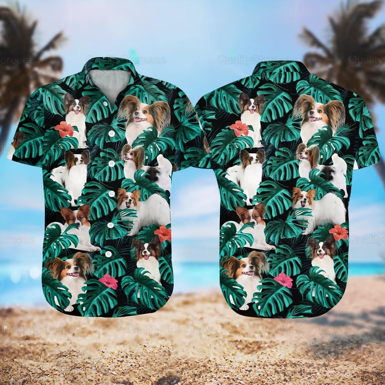 Papillon Hawaii Shirt, Papillon Tropical Hawaii Shirts For Men, Hawaiian Shirts