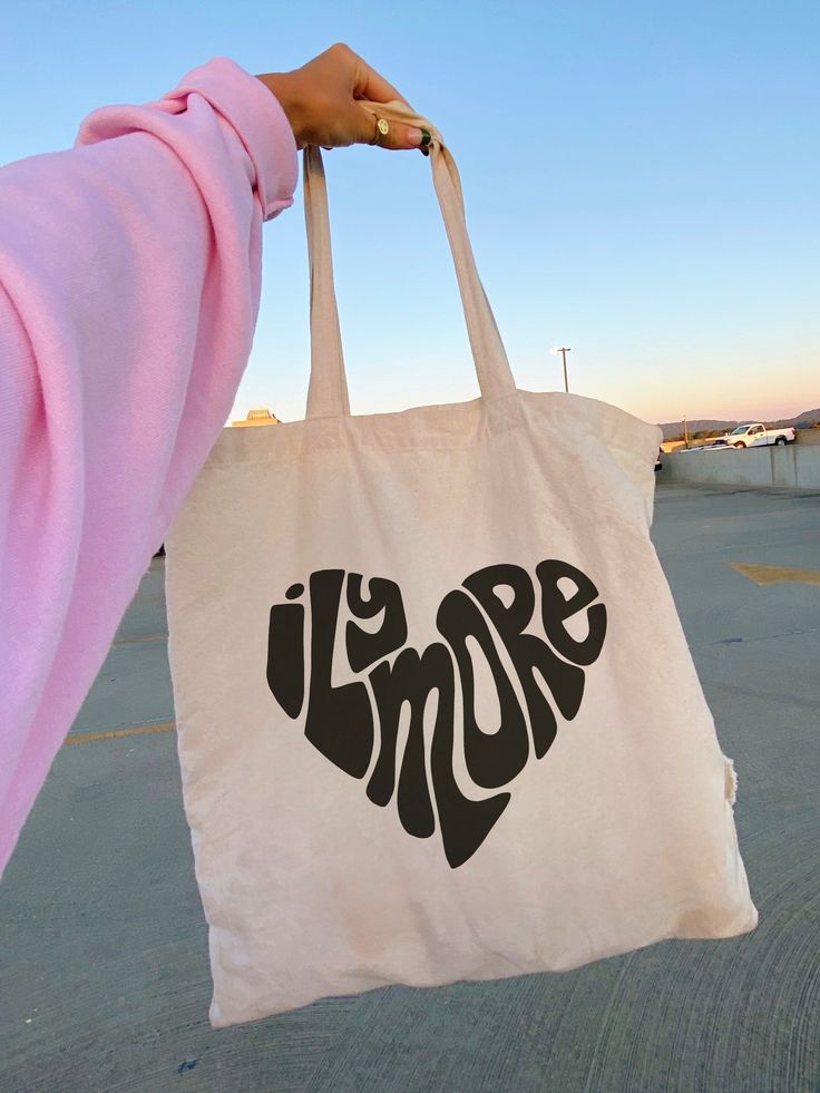 ILY MORE HEART TOTE, Best Tote Bags Ideas, Cute Tote Bags Ideas, Tote Bag Design Ideas, Girls Tote Bag, Best Canvas Tote Bags Ideas