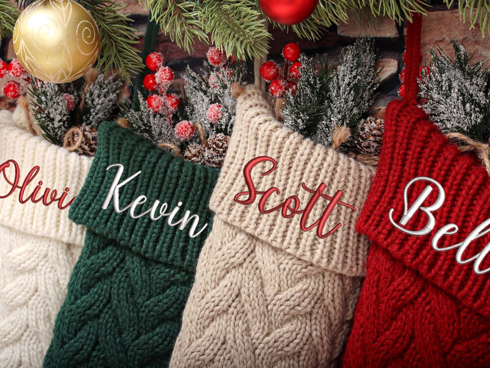 2024 Family Personalized Christmas Stockings,Embroidered Knitted Xmas Stocking,Holiday Stocking,Monogram Stocking,Christmas Party Oranment , Fall Outfit Ideas, New Arrival - Teecreations Fashion Everstyletees