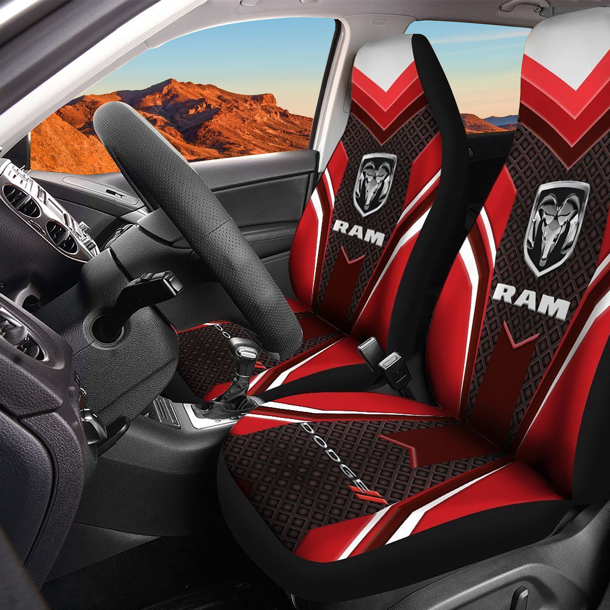 Dodge Ram Logo Car Seat Cover Set CSC1048