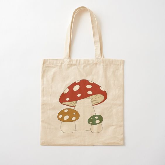 Trio Of Mushrooms Cotton Tote Bag, Canvas Tote Bags, Tote Bag Design, Tote Bag Idea