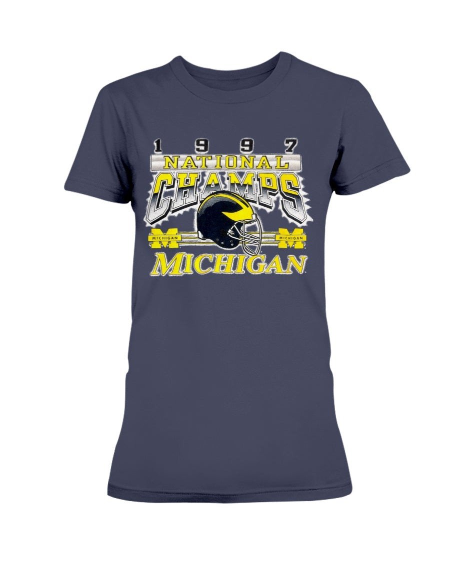 Vintage 1997 Michigan Wolverines Ncaa Division University Of Michigan College Football Ladies T Shirt 211014