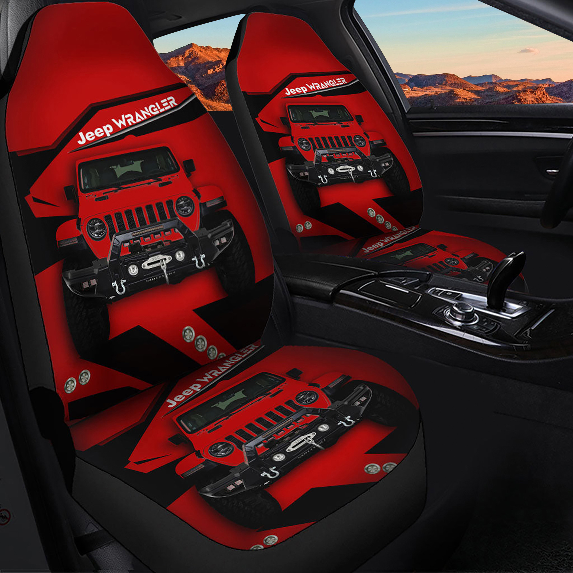 Jeep Red Premium Custom Logo Car Seat Cover Decor Protectors CSC5291