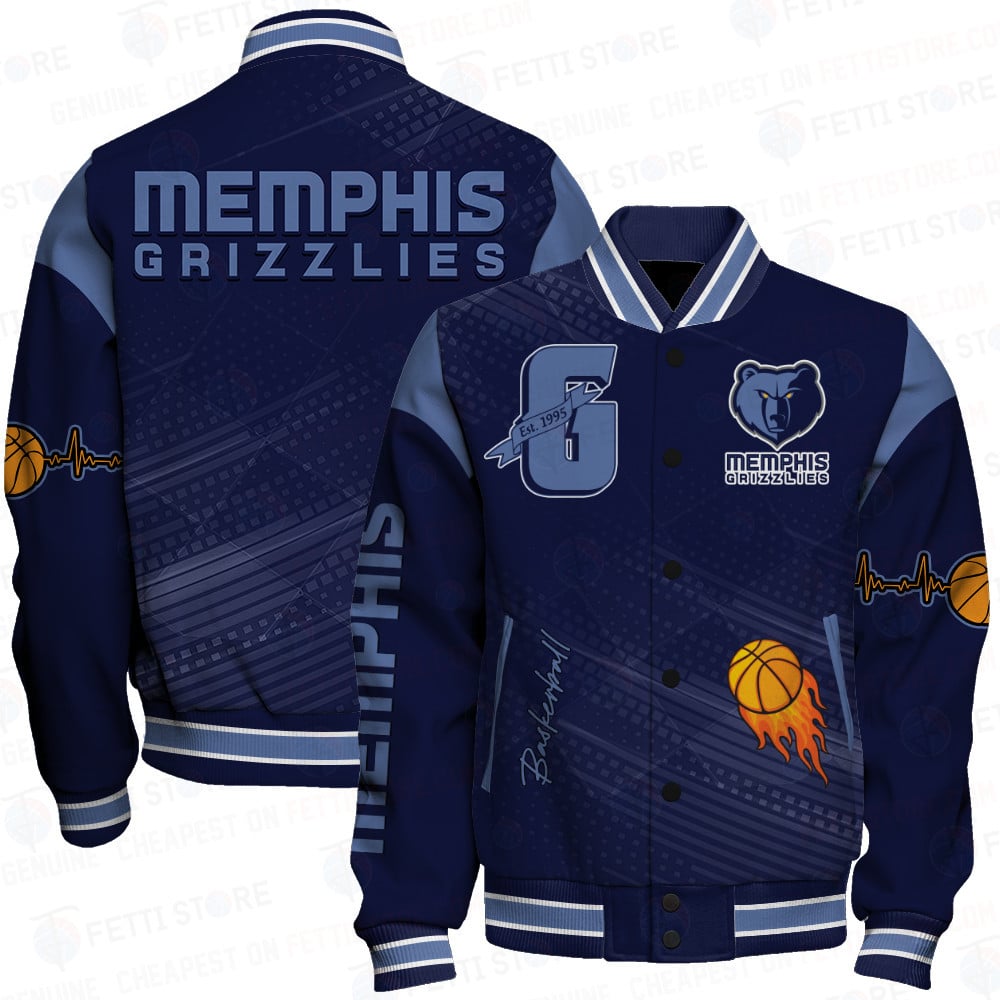 Memphis Grizzlies Team Logo Sport Pattern Basketball Varsity Jacket