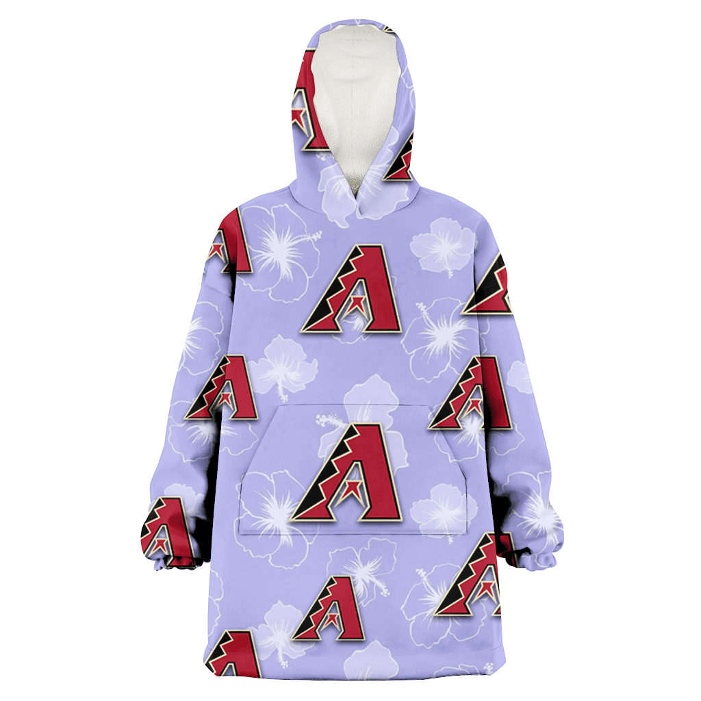 Arizona Diamondbacks Sketch White Hibiscus Violet Background 3D Printed Hoodie Blanket Snug Hoodie