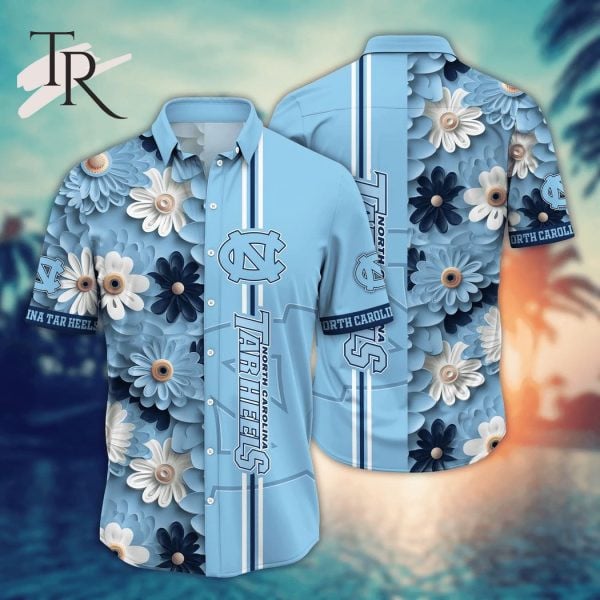 North Carolina Tar Heels Ncaa Half Flower Half Team Logo 3D Hawaiian Shirt