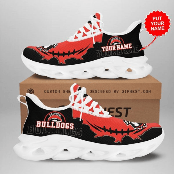 Georgia Bulldogs Custom Name Red Black Max Soul Shoes 1972