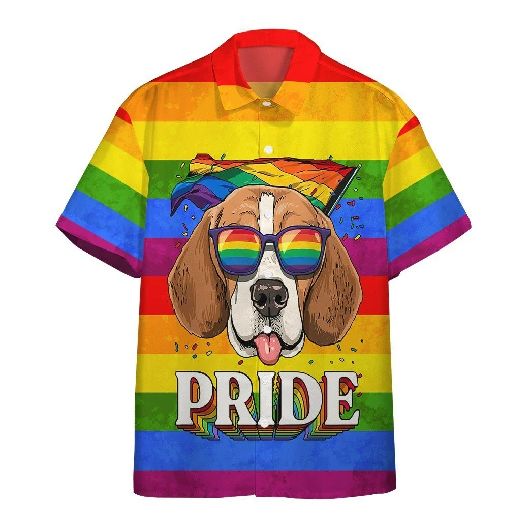 Pride 3D T Shirts, Im Pround And So Is My Beagle Awesome Background Design Hawaiian Shirt