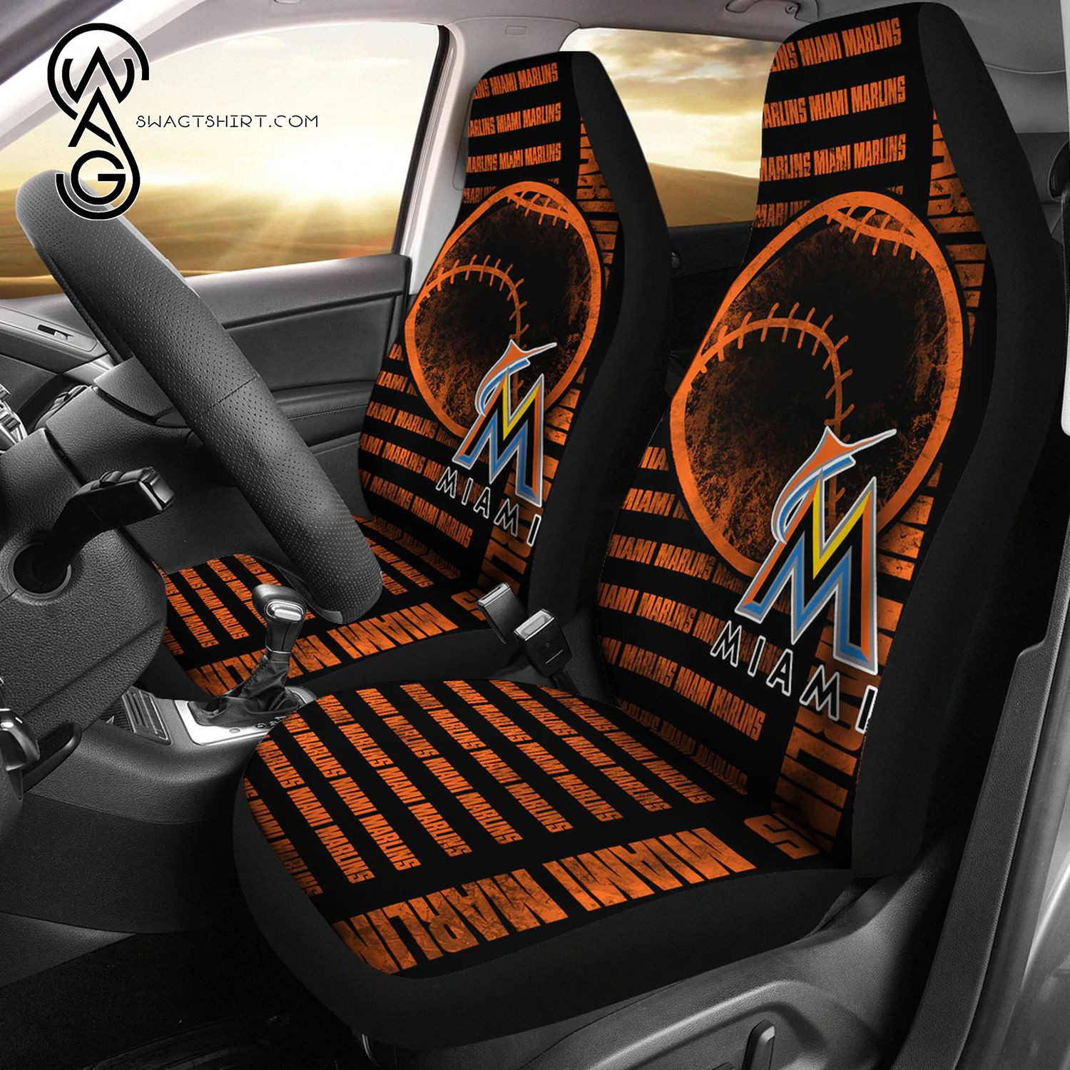 Major League Baseball Miami Marlins Sports Team Car Seat Cover Set CSC8459