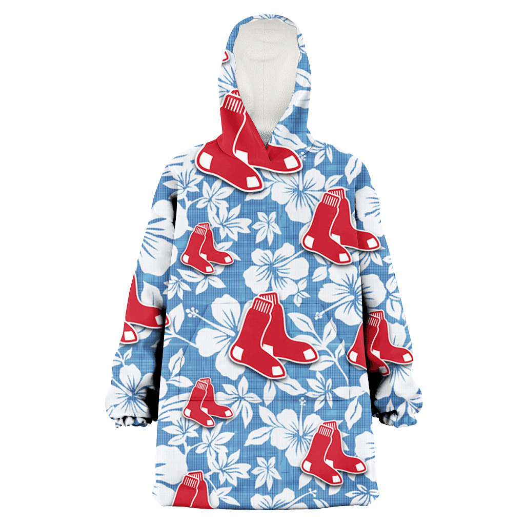 Boston Red Sox White Hibiscus Light Blue Texture Background 3D Printed Hoodie Blanket Snug Hoodie