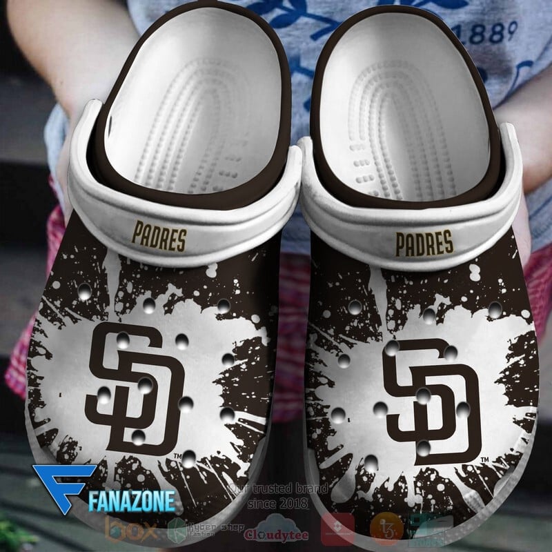 San Diego Padres Logo Baseball MLB White Sander Black Crocss Classic Clogs Shoes Ver186