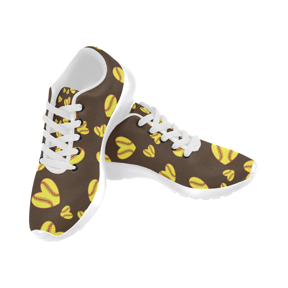 Softball Heart Pattern White Sneakers for Men