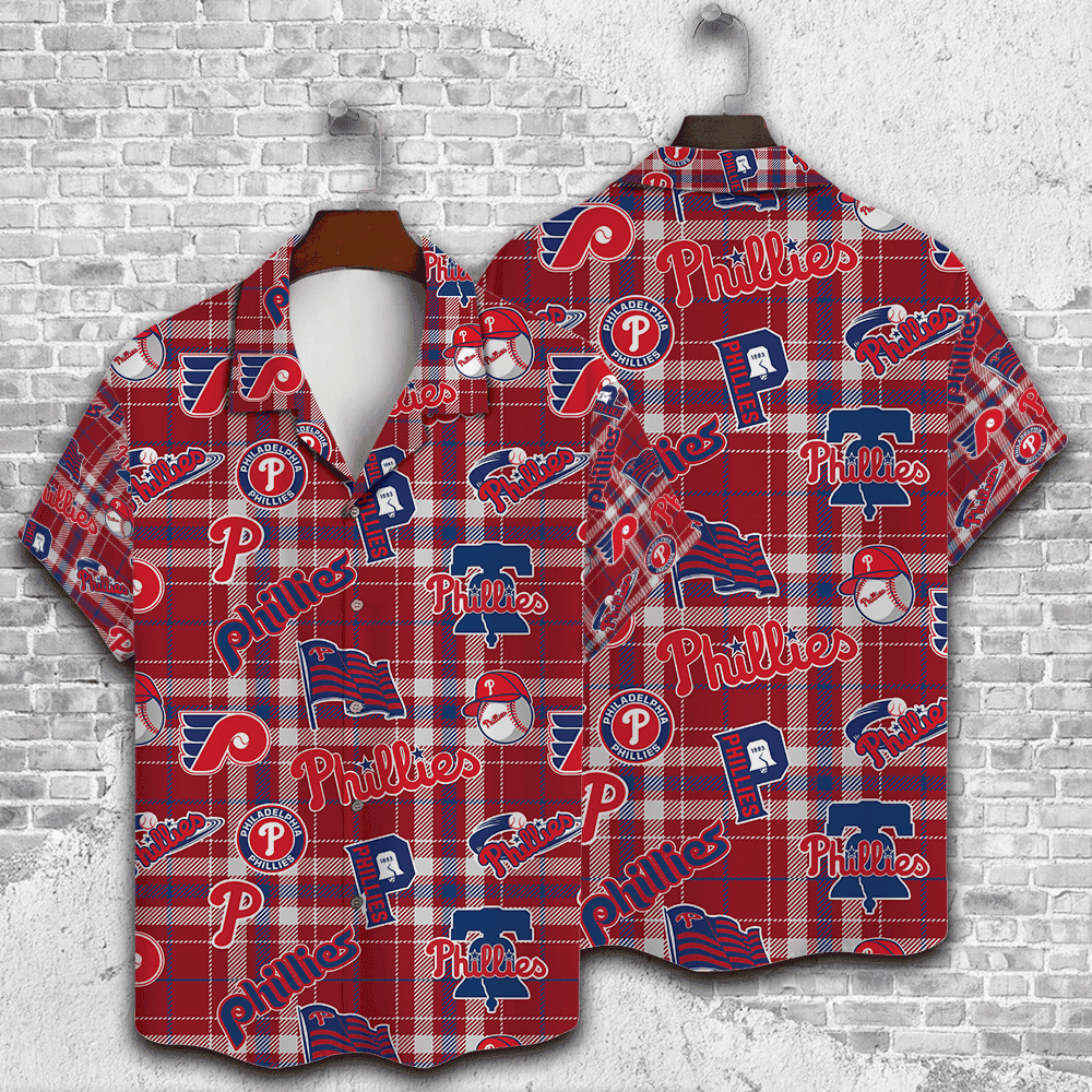 Philadelphia Phillies Plaid Baseball Pattern Vintage Hawaiian Shirt