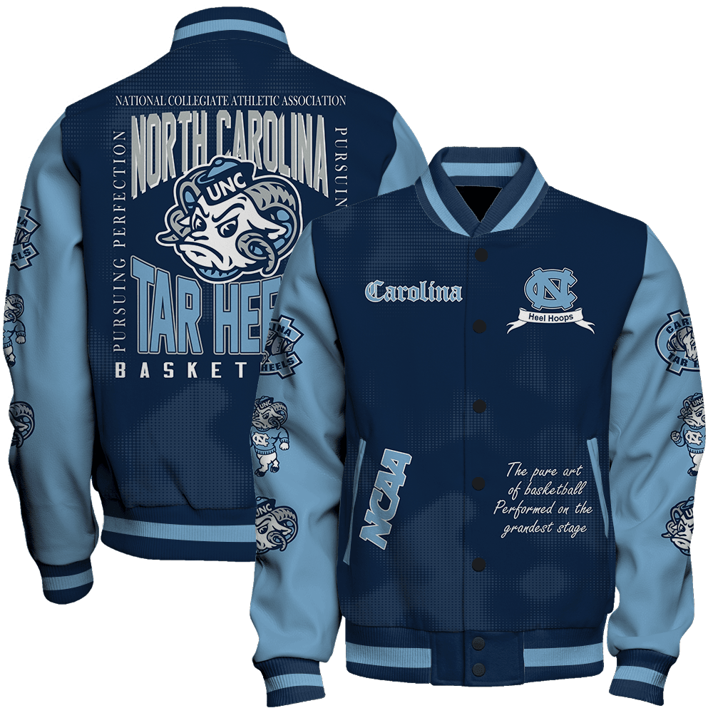 North Carolina Tar Heels NCAA Basketball Heel Hoops 3D Unisex Varsity Jacket