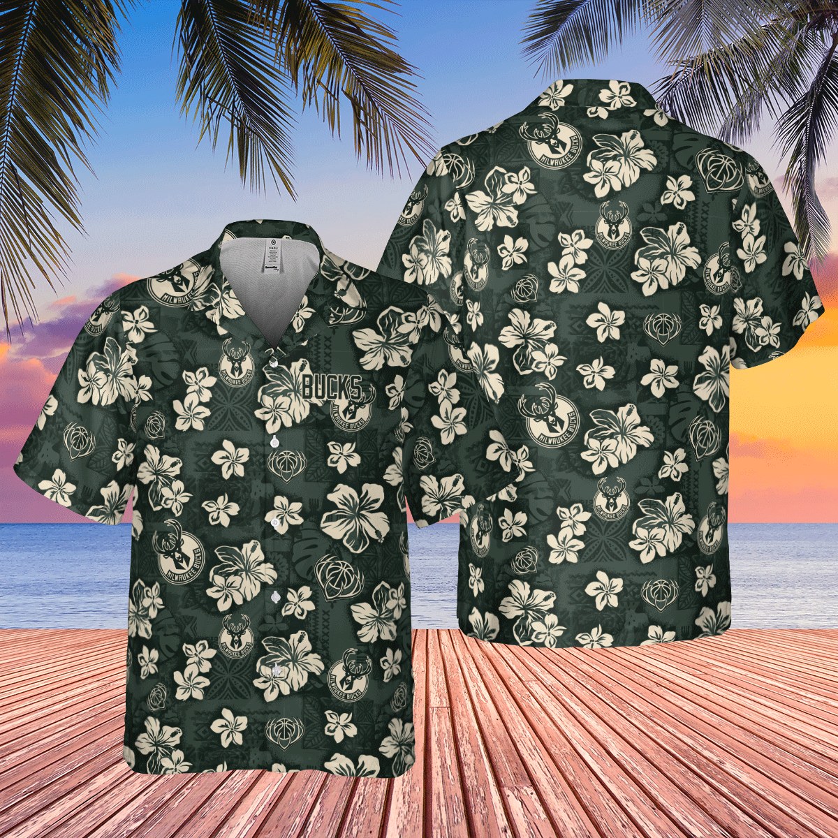 Milwaukee Bucks Nba 2023 Flower Pattern 3D Hawaiian Shirt