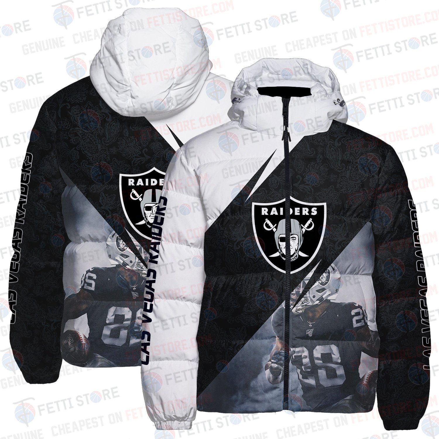 Las Vegas Raiders Retro Pattern Unisex Puffer Jacket Down Jacket