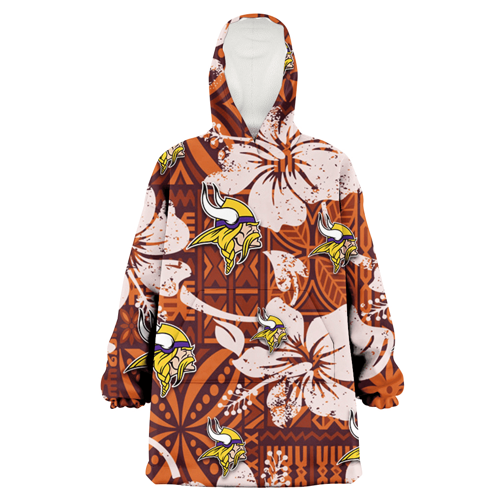 Minnesota Vikings Bisque Hibiscus Brown Pattern 3D Printed Hoodie Blanket Snug Hoodie