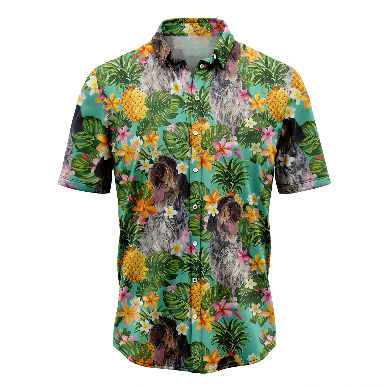 Tropical Pineapple Wirehaired Pointing Griffon Hawaii Shirt, Summer Hawaiian Shirts For Men