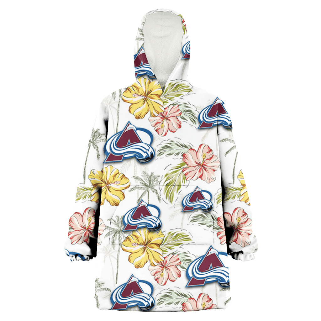Colorado Avalanche Sketch Red Yellow Coconut Tree White Background 3D Printed Hoodie Blanket Snug Hoodie