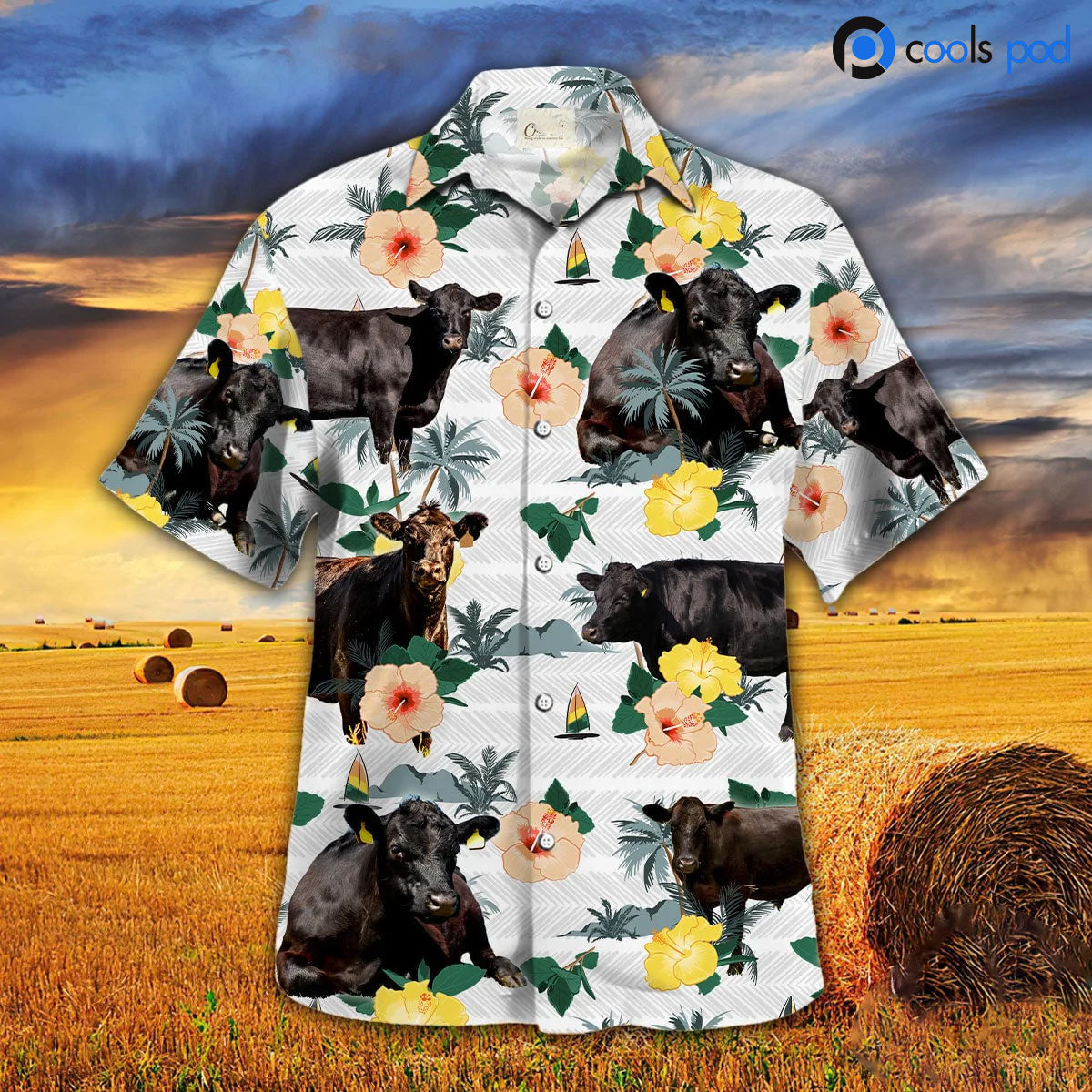 Black Angus Floral Summer Hawaiian Shirt, Cool Angus Hawaii Shirt Men Women