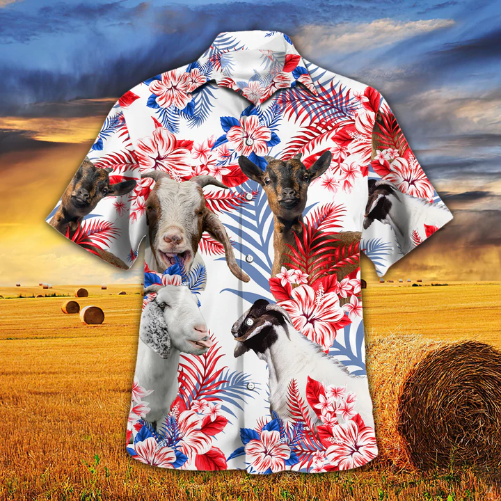 Goat Lovers American Flag Hawaiian Shirt, Goat Aloha Hawaiian Shirt, Goat Shit