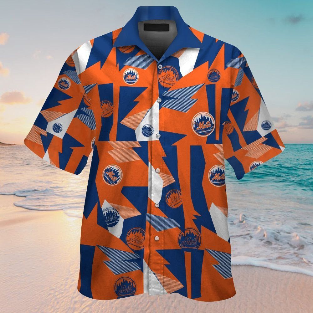 New York Mets Short Sleeve Button Up Tropical Hawaiian Shirt Ver07