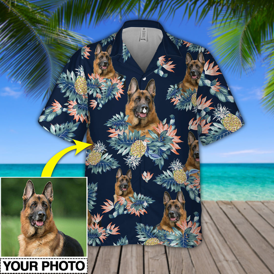 Custom Your Photo Dog Pineapple Hawaiian Shirt, Personalized Hawaiian Shirt For Men Women, Dog Cat Lover Shirt