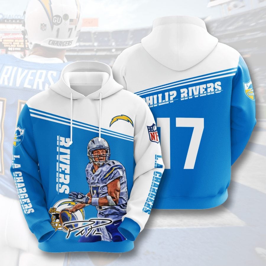 Sport-Team Los Angeles Chargers Philip Rivers Powder Blue White Pullover Hoodie Aop Shirt
