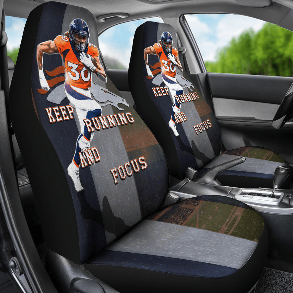 Denver American Football Broncos Football Keep Running And Focus Car Seat Cover Set CSC1716