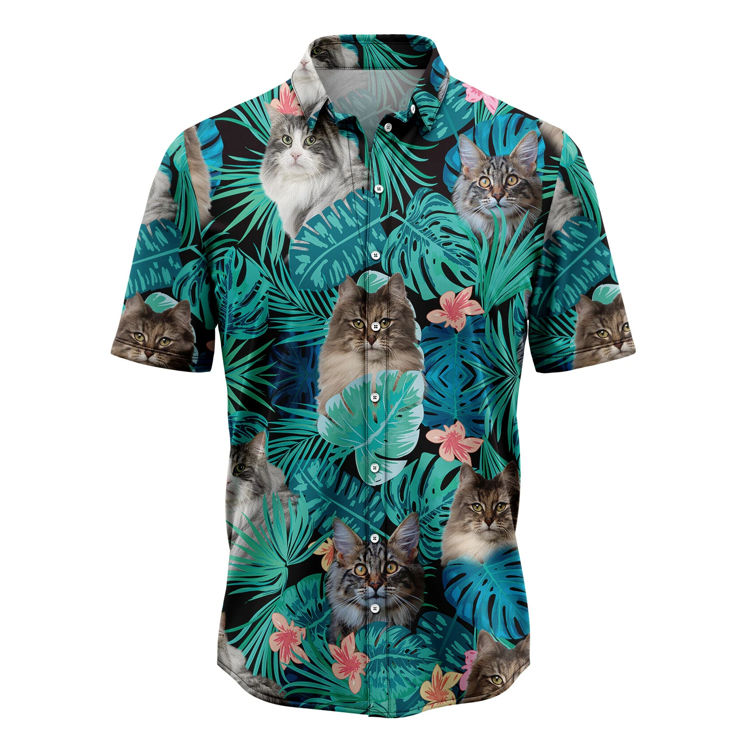 Tropical Norwegian Forest Cat Hawaiian Shirt, Summer Gift, Hawaiian Shirts For Men, Aloha Beach Shirt