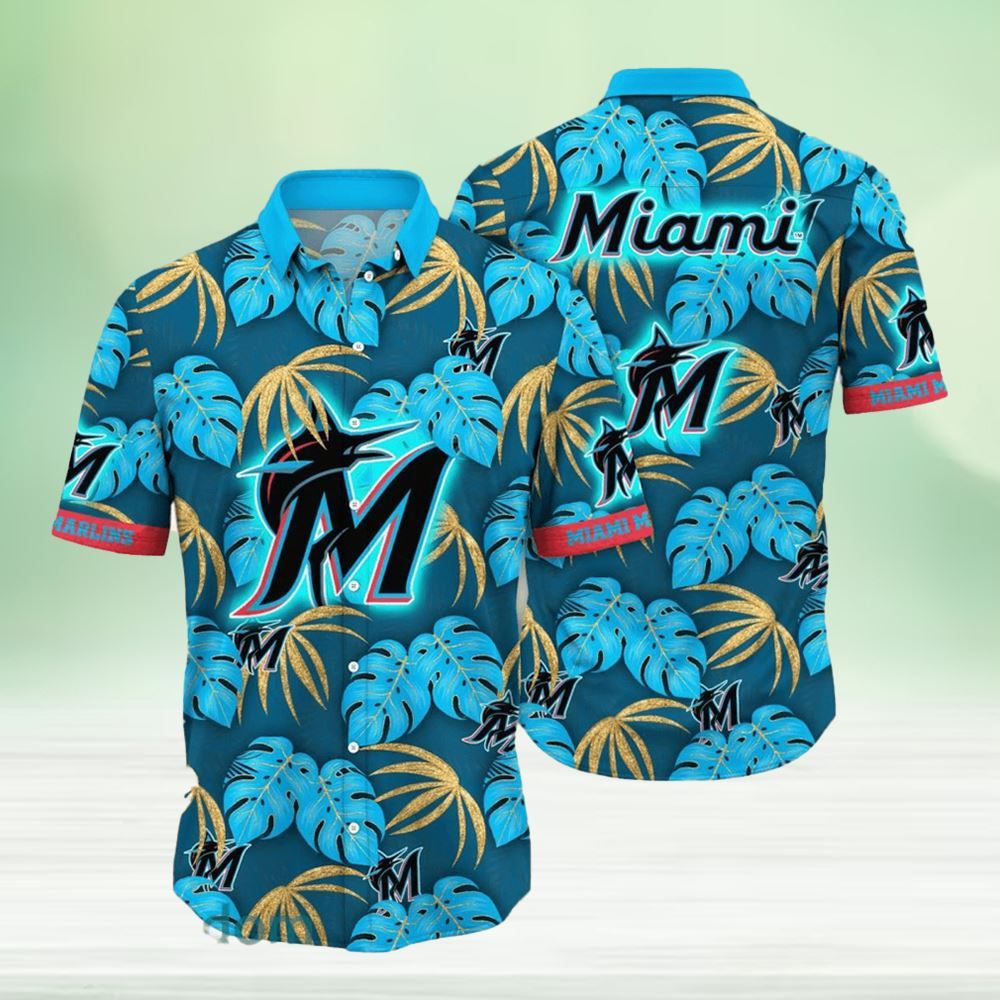 Miami Marlins Baseball Hawaiian Shirt With Floral Accent