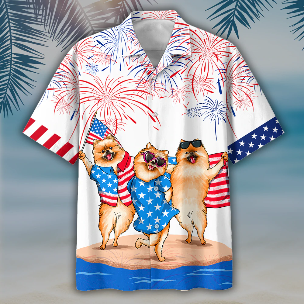 Coolspod Pomeranian Hawaiian Shirt For Independence’S Day, Dog Full Print In Hawaii Aloha Beach Shirt