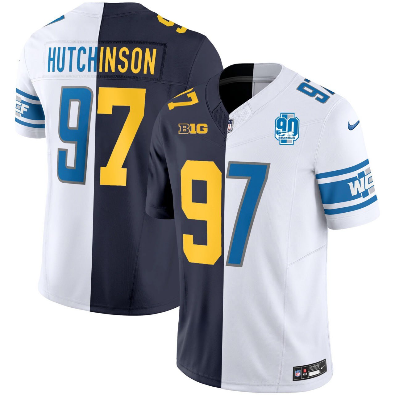 Aidan Hutchinson Detroit Lions Michigan Split Jersey – All Stitched