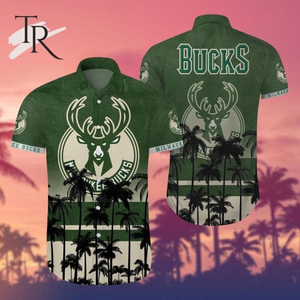 Nba Milwaukee Bucks Tropical Palm Trees Pattern Team Logo 3D Hawaiian Shirt