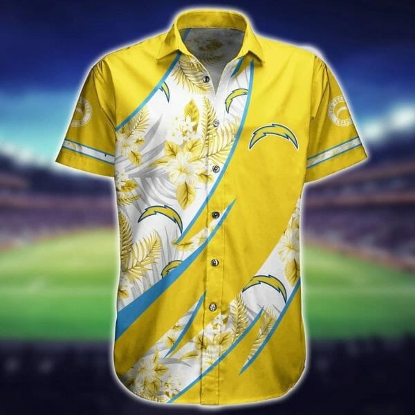 Sport-Team Los Angeles Chargers Flowers Gold Hawaiian Shirt Summer Aloha Shirt