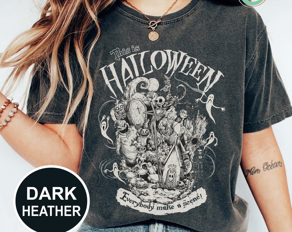 Retro Halloween The Nightmare Before Christmas Shirt, This is Halloween Everybody make a scene shirt, Jack and Sally Halloween Shirt